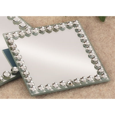 3 7/8" Square Beaded Mirror Plate - Box of 4