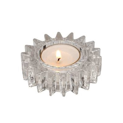 Glass Wheel Gear Tealight Holder - Box of 6
