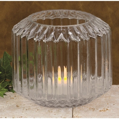 6" diameter x 5" height Glass Fluted Hurricane