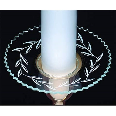 Glass Bobeche With Etched Leaves - Box of 12