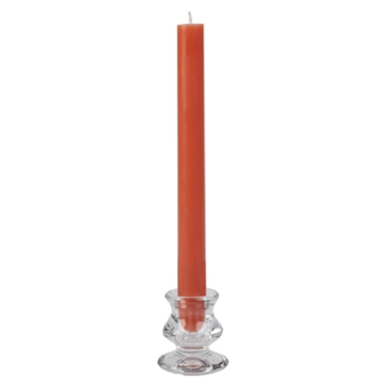 7/8" diameter x 10" Tall Amber Orange Taper Candle - Case 12
