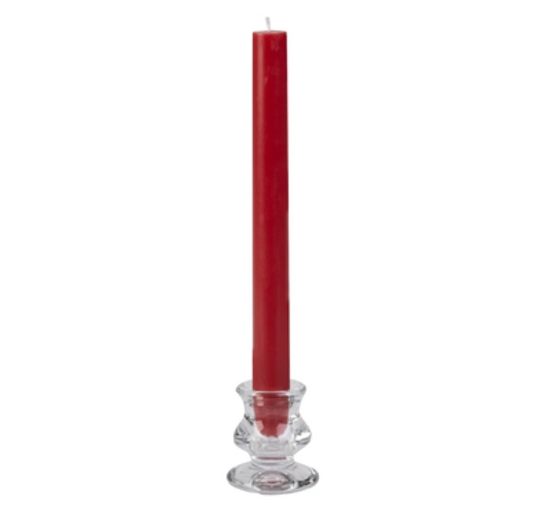 7/8" diameter x 10" Tall Cranberry Red Taper Candle -Case 12