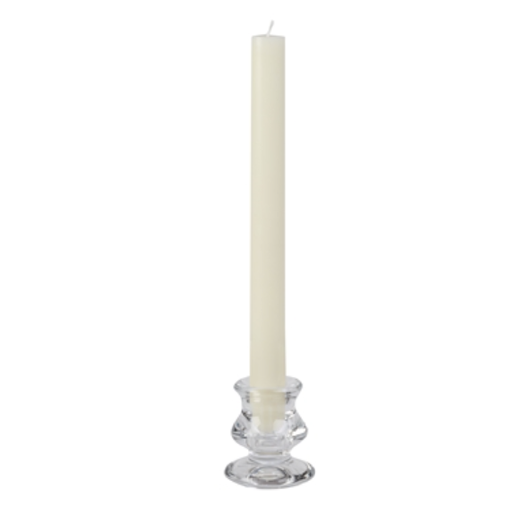 7/8" diameter x 10" Tall Ivory Cream Taper Candle - Case 12