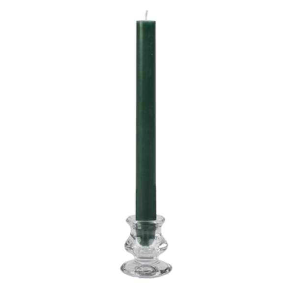7/8" diameter x 10" Tall Evergreen Green Taper -Case 12