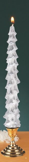 White Silver glitter Tree Taper- Box of 6