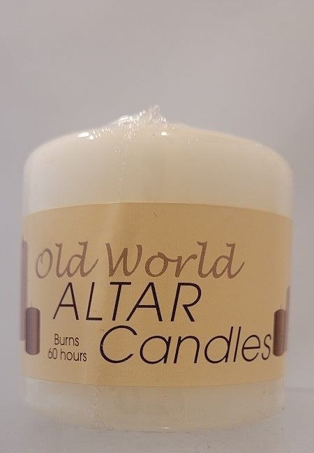 3 X 3 Cathedral Candle lit with warm glow