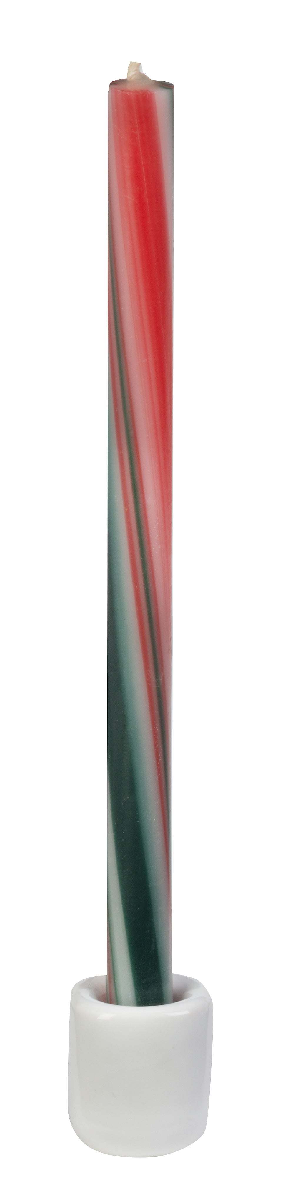 Traditional candycane candle with red and white stripes