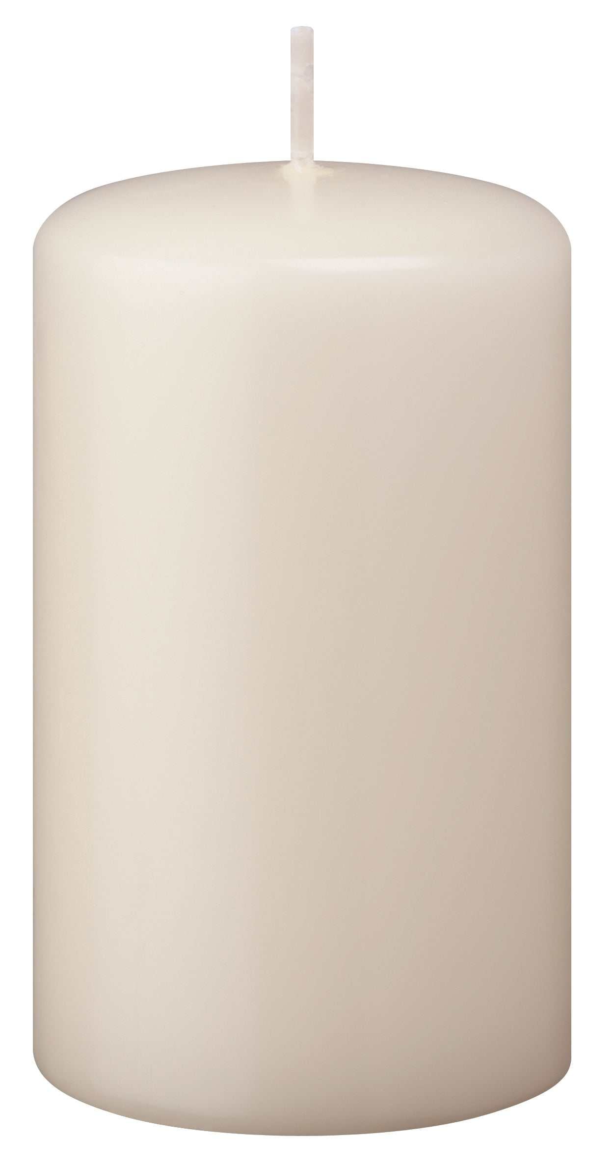 3 inch by 6 inch ivory pillar candle with clean lines and soft cream tone for elegant home and event décor