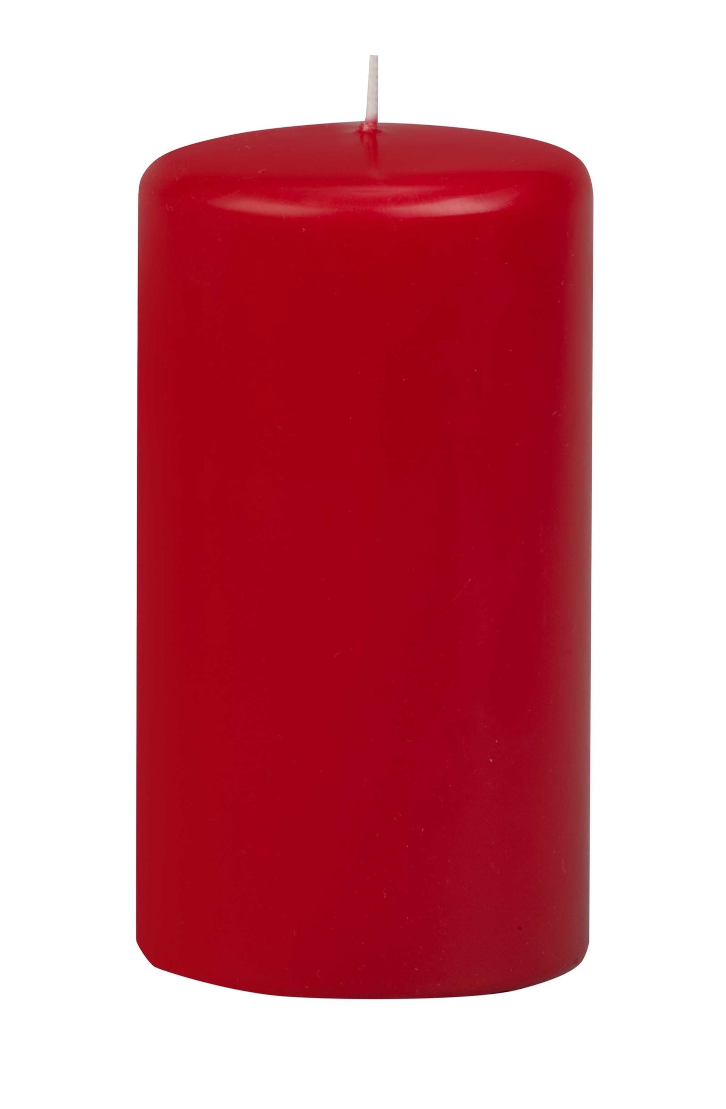Box of six 3x6 inch cranberry pillar candles for elegant home and event décor