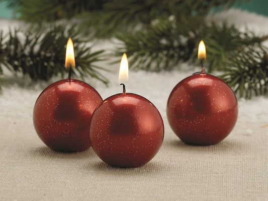 1.5" Dia Metallic Red Candle- Set of 12