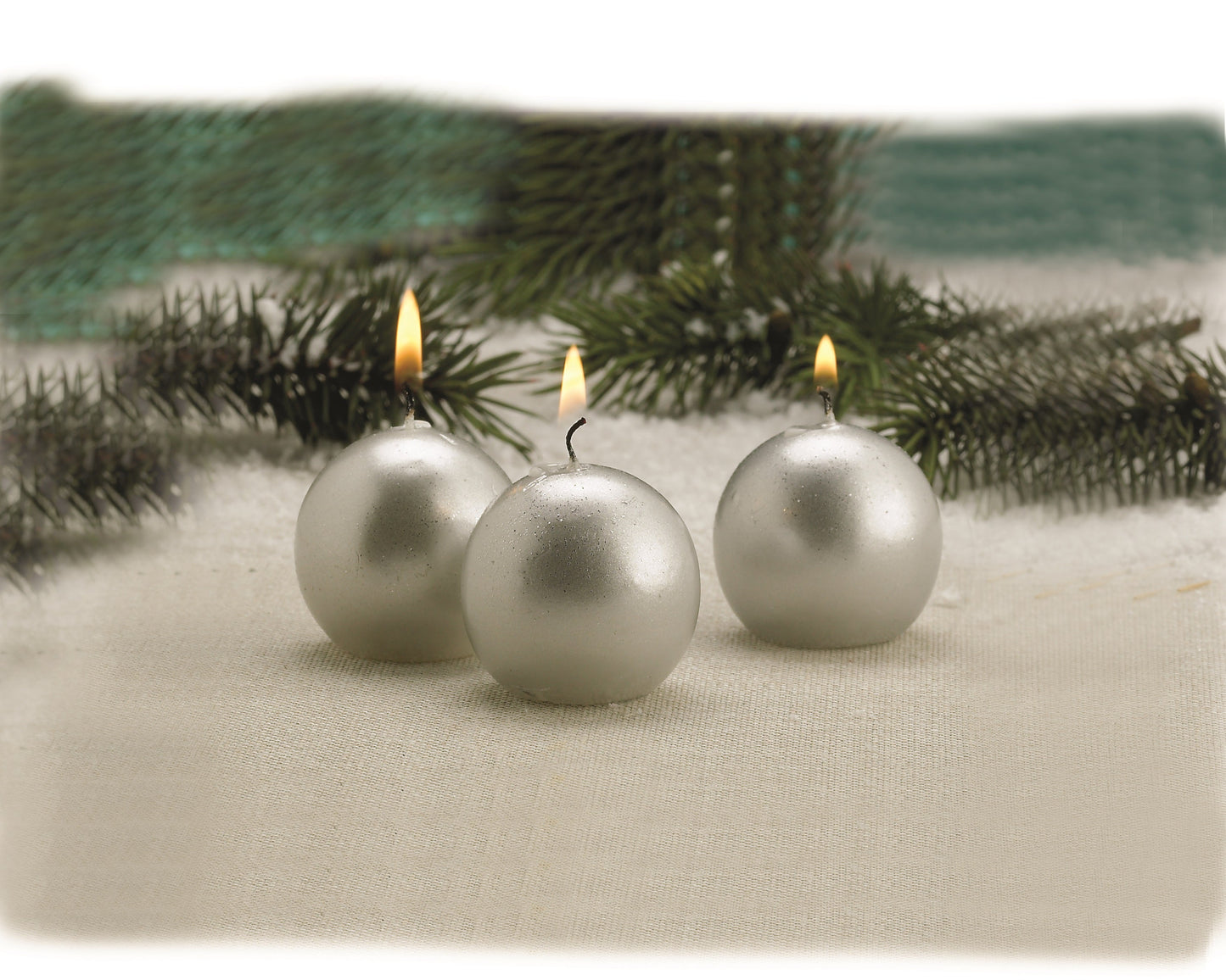 1.5"Dia Metallic Silver Candle-Set of 12