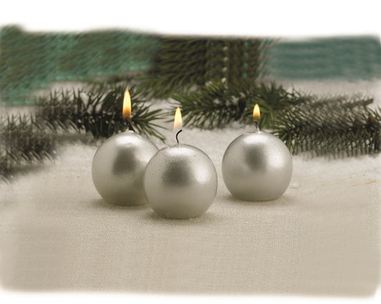 1.5"Dia Metallic Silver Candle-Set of 12