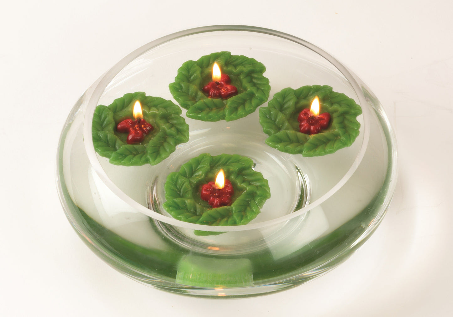 Holly Wreath Floating Candle-Box of 12