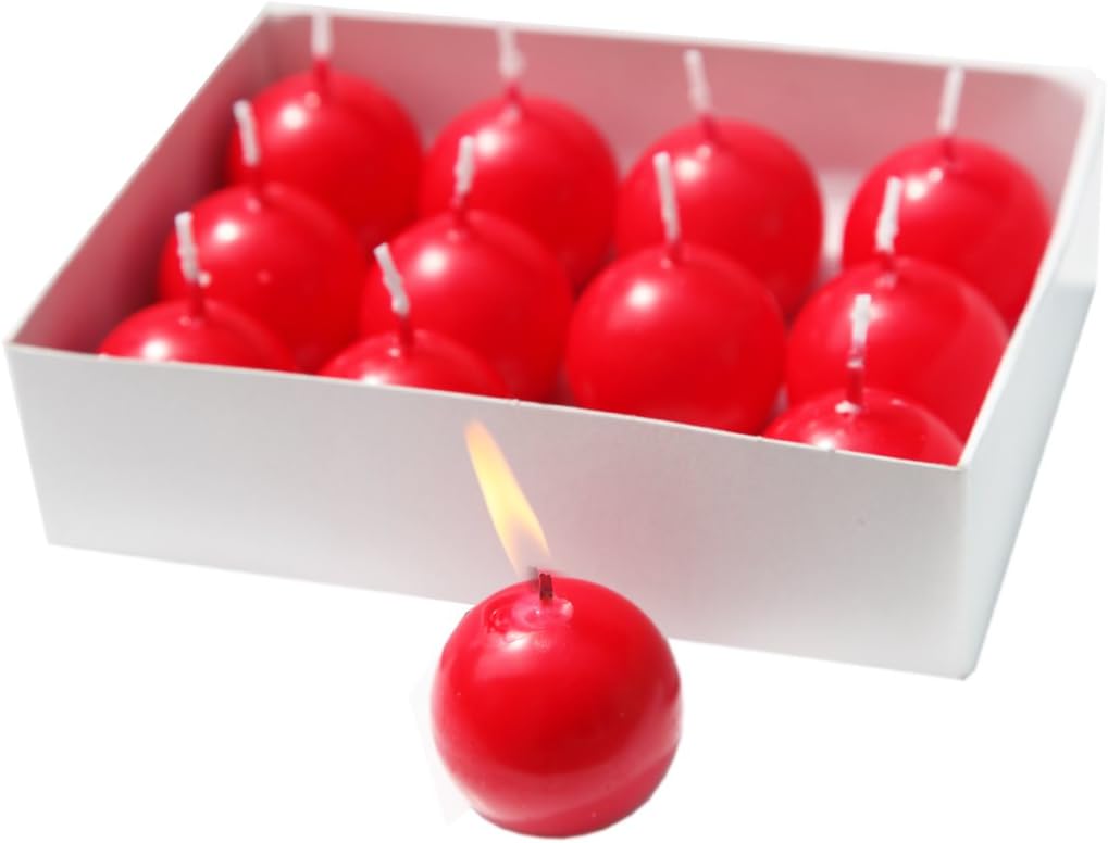 Ball Candle , Red - Box of 12