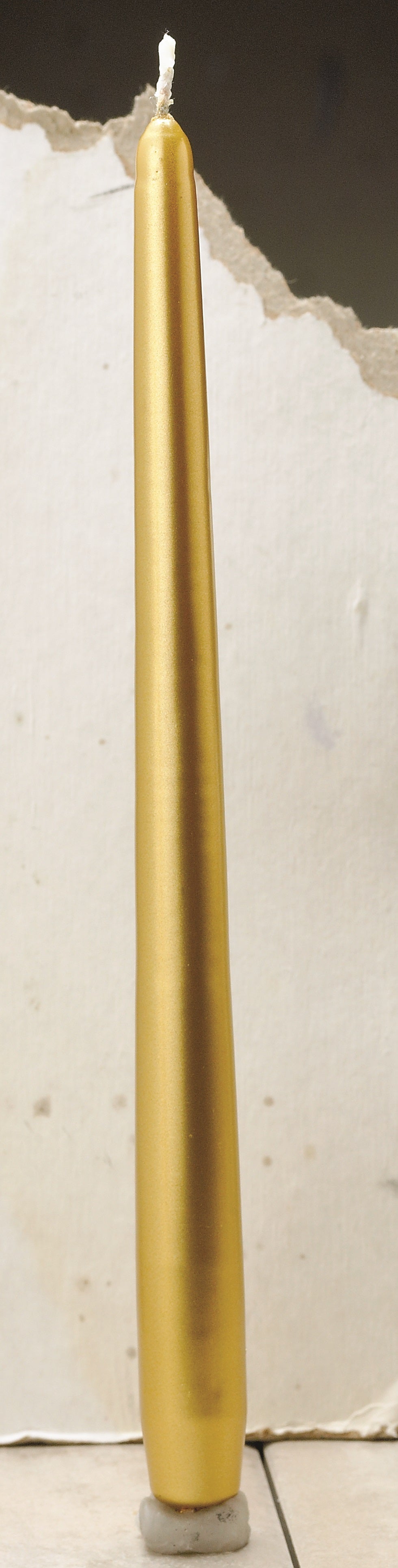 12 " Tall 7/8" dia. Gold Dinner Tapers-Box of 12