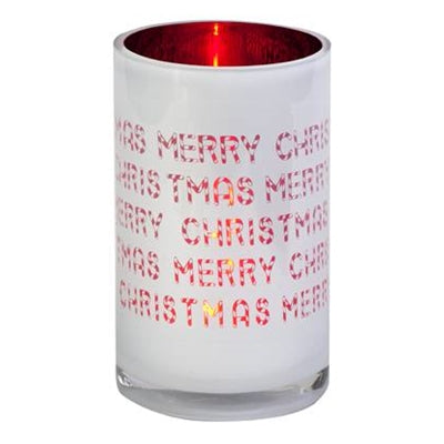 Merry Christmas Glass Hurricane