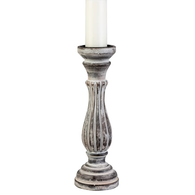 8" Height White Washed Wooden Holder- Fits 3" Pillar