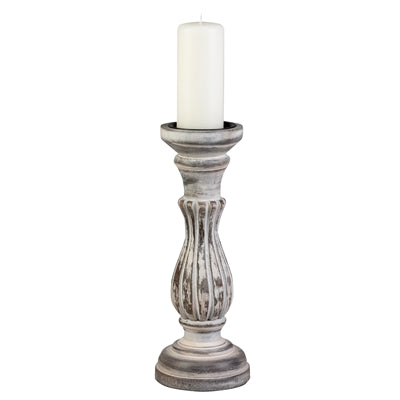 6" Height White-Washed Wooden Holder - Fits 3" Pillars
