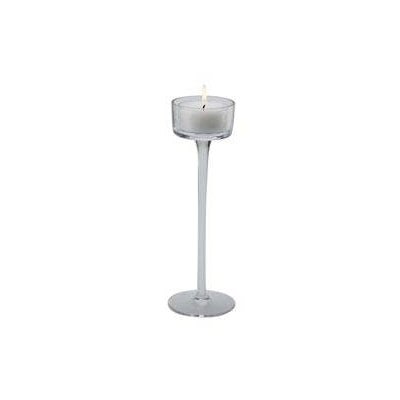 Set of 4 clear Glass Daylight Pedestals 9.5 inch tall for elegant candle displays and decor