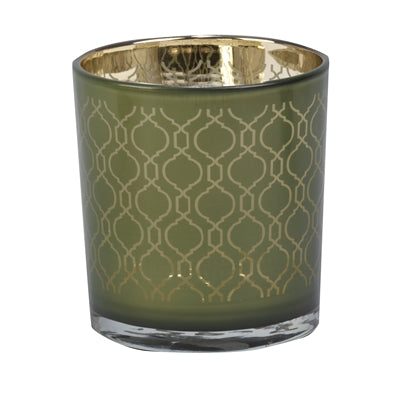 Box of 6 olive-green zen design tealight holders 3x3 inches for calming decor