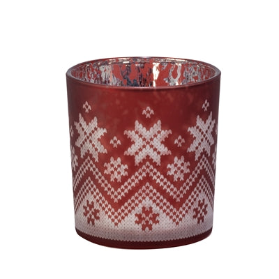 Ruby-Red Snowflake Quilt Design Tealight Holder - Box of 6