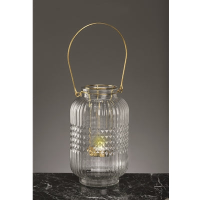 Glass Crystal-cut Lantern, Lg