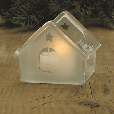 White Frost Glass Christmas House
