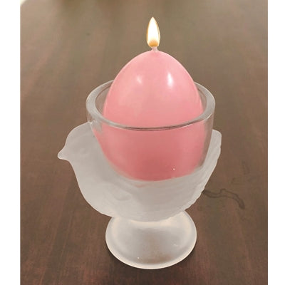 Glass White Frost Chick Egg Candle Holder-Box of 6