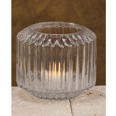 4 & 3/4" diameter x 4" height Glass Fluted Hurricane