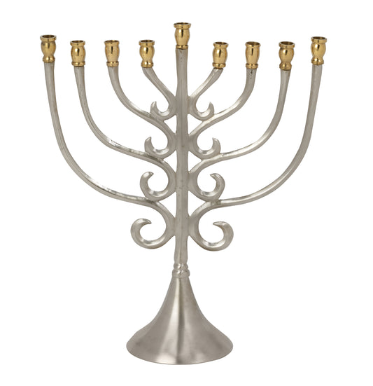 Nickel/Brass Traditional Menorah