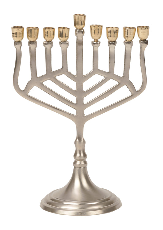Geometric Nickel/brass Menorah