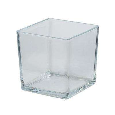 Box of 12 clear square glass tealight holders 2x2 inches for modern décor and events
